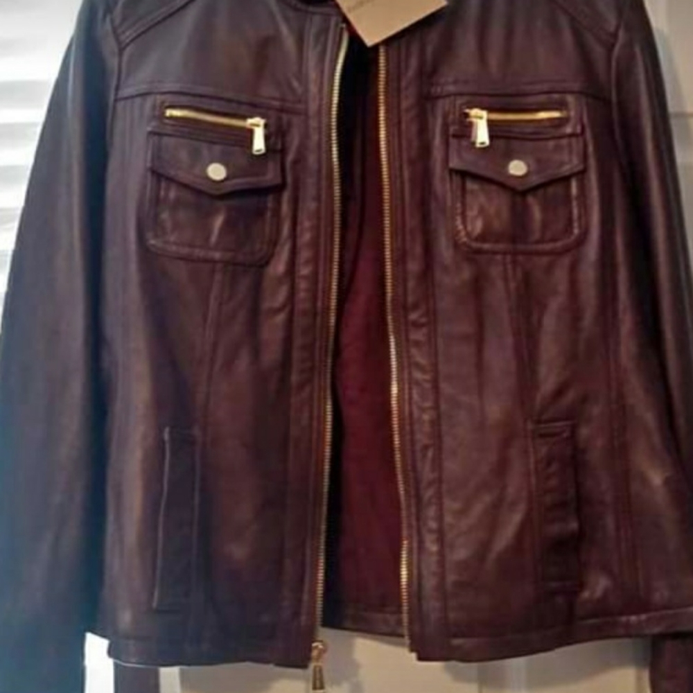 Michael Kors leather moto jacket